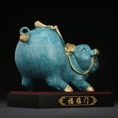 Manufacturer Direct Sales Pure Copper Fu Zi Pig Ornament Living Room Home Creative Money Pig Decoration Souvenir