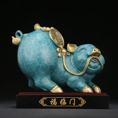 Manufacturer Direct Sales Pure Copper Fu Zi Pig Ornament Living Room Home Creative Money Pig Decoration Souvenir