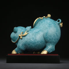 Manufacturer Direct Sales Pure Copper Fu Zi Pig Ornament Living Room Home Creative Money Pig Decoration Souvenir