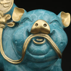 Manufacturer Direct Sales Pure Copper Fu Zi Pig Ornament Living Room Home Creative Money Pig Decoration Souvenir