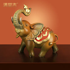 "Fortune and Wealth" Bronze Elephant Ornament, Bronze Elephant Home, TV, Wine Cabinet Decoration 0945