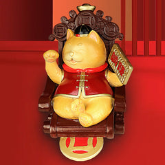"Money Attraction Lying and Earning" Copper Money Attraction Cat Ornament to Send to Friends Store Front Desk Chinese Style Opening Gift
