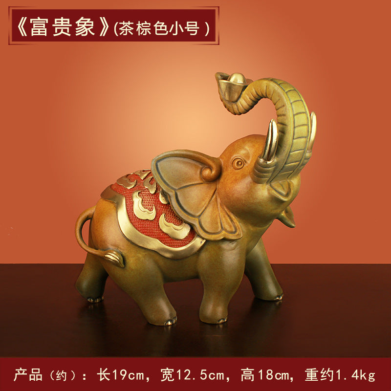 "Fortune and Wealth" Bronze Elephant Ornament, Bronze Elephant Home, TV, Wine Cabinet Decoration 0945