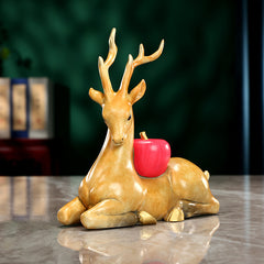 Painted copper one deer safe ornament, home office Xianglu handicrafts desktop sika deer mini decoration
