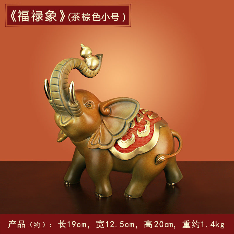 "Fortune and Wealth" Bronze Elephant Ornament, Bronze Elephant Home, TV, Wine Cabinet Decoration 0945