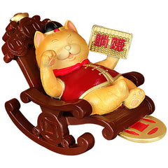 "Money Attraction Lying and Earning" Copper Money Attraction Cat Ornament to Send to Friends Store Front Desk Chinese Style Opening Gift