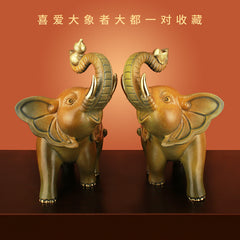 "Fortune and Wealth" Bronze Elephant Ornament, Bronze Elephant Home, TV, Wine Cabinet Decoration 0945