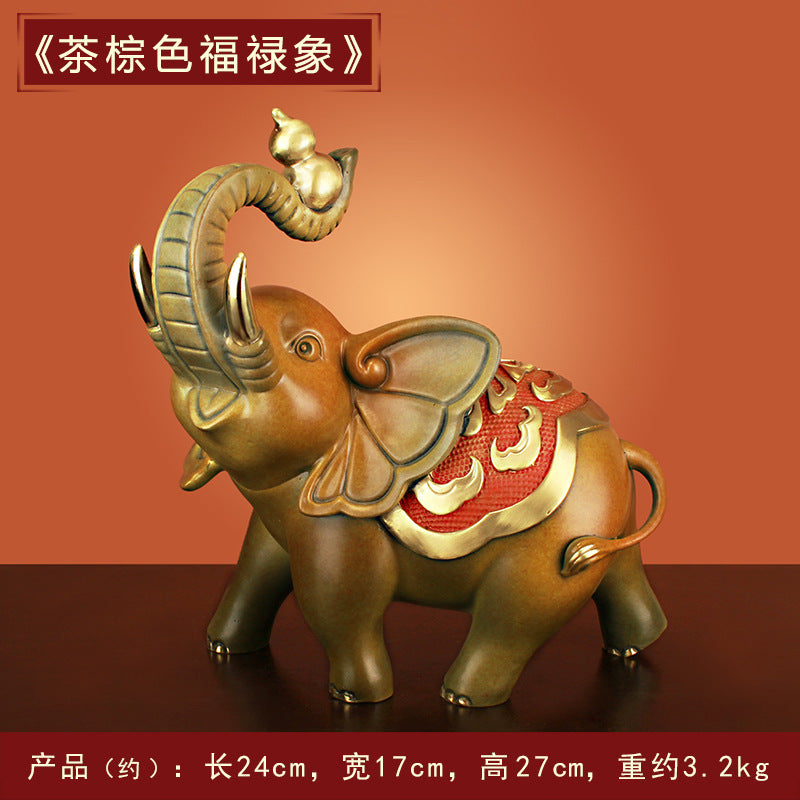 "Fortune and Wealth" Bronze Elephant Ornament, Bronze Elephant Home, TV, Wine Cabinet Decoration 0945
