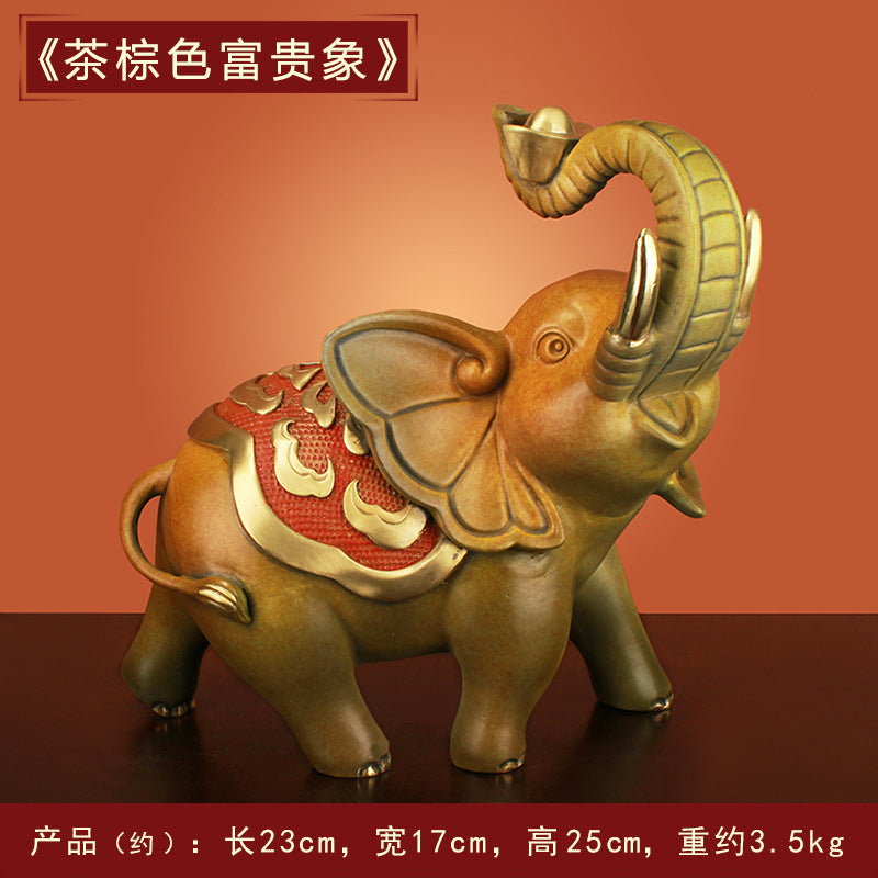 "Fortune and Wealth" Bronze Elephant Ornament, Bronze Elephant Home, TV, Wine Cabinet Decoration 0945