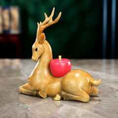Painted copper one deer safe ornament, home office Xianglu handicrafts desktop sika deer mini decoration