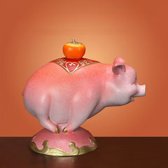 "All Things Go Well" Copper Pig Ornament, Entrance Cabinet Home Decoration, Copper Pig Desktop Gift 10001