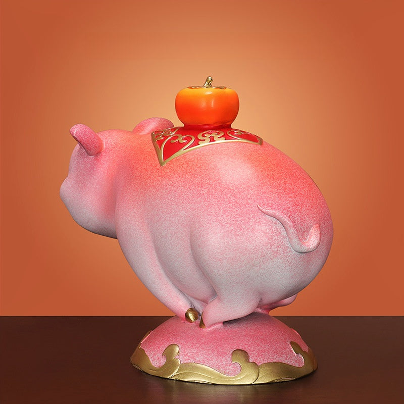 "All Things Go Well" Copper Pig Ornament, Entrance Cabinet Home Decoration, Copper Pig Desktop Gift 10001